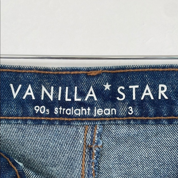 Vanilla Star 90s Straight Jean Blue Distressed High Waisted Denim Short 26/3 - Picture 5 of 17